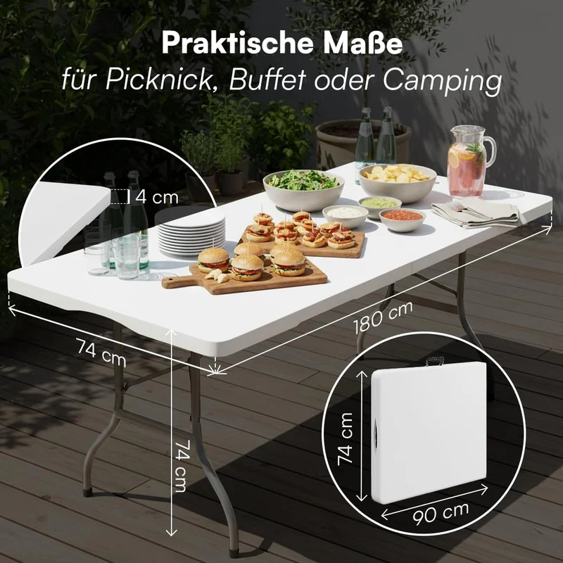 STEELSØN Zennar Klapptisch 180 x 74 cm weiss für 8 Personen