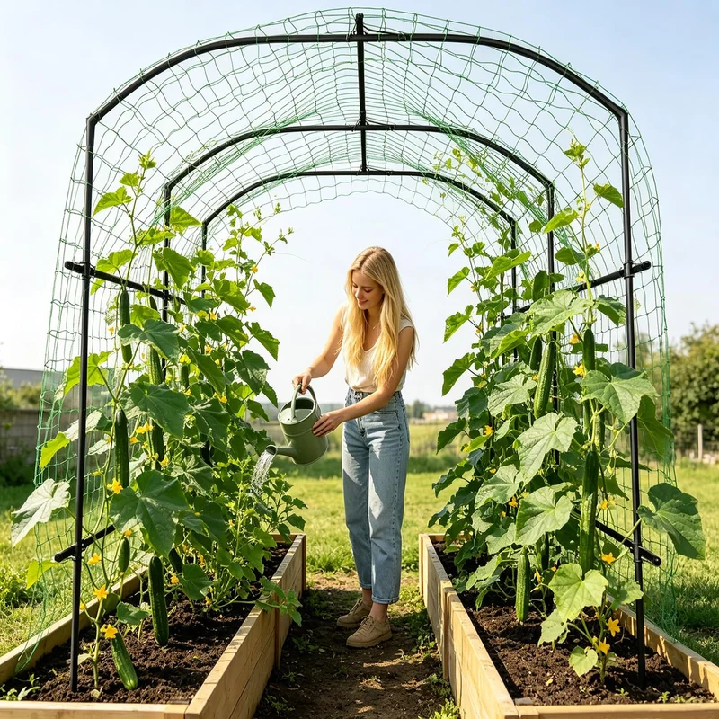 SUNYRISY Gartenbogen Rankgitter mit Ranknetz, PE-Metall, 220 cm