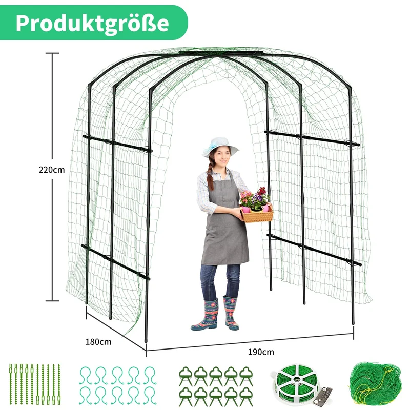 SUNYRISY Gartenbogen Rankgitter mit Ranknetz, PE-Metall, 220 cm