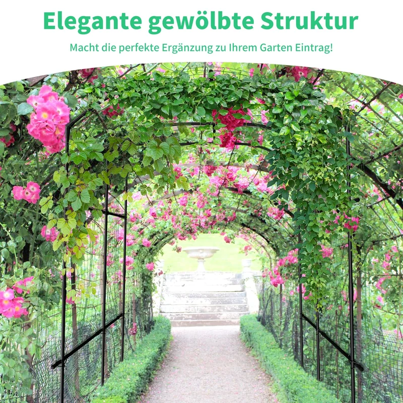 SUNYRISY Gartenbogen Rankgitter mit Ranknetz, PE-Metall, 220 cm