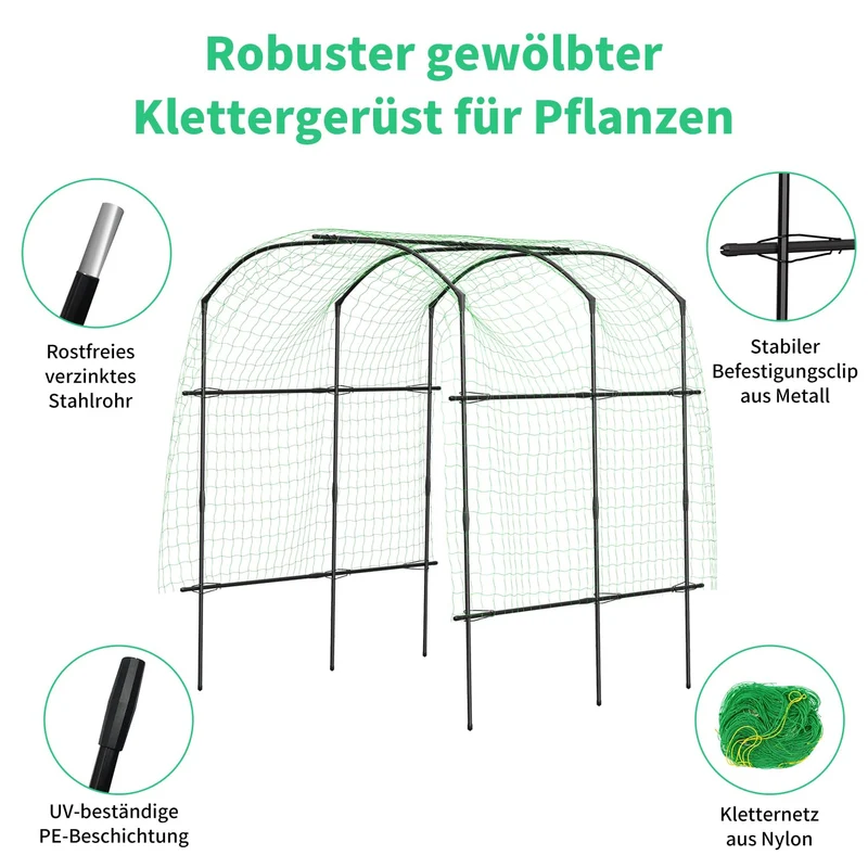 SUNYRISY Gartenbogen Rankgitter mit Ranknetz, PE-Metall, 220 cm