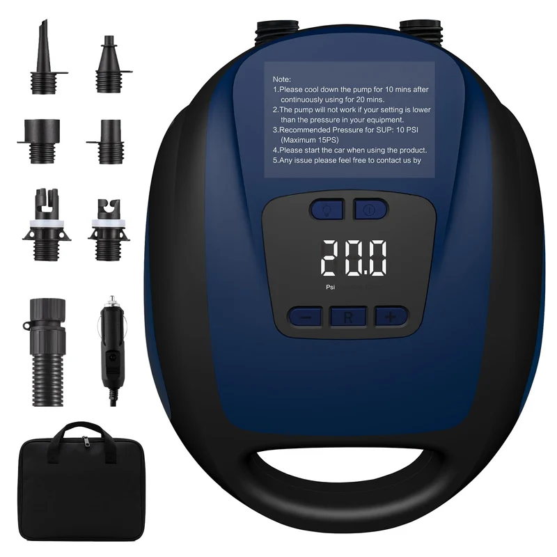 Furein WS-828 Elektrische SUP-Pumpe 20 PSI mit Auto-Off, Dark Blue
