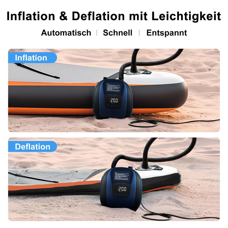 Furein WS-828 Elektrische SUP-Pumpe 20 PSI mit Auto-Off, Dark Blue