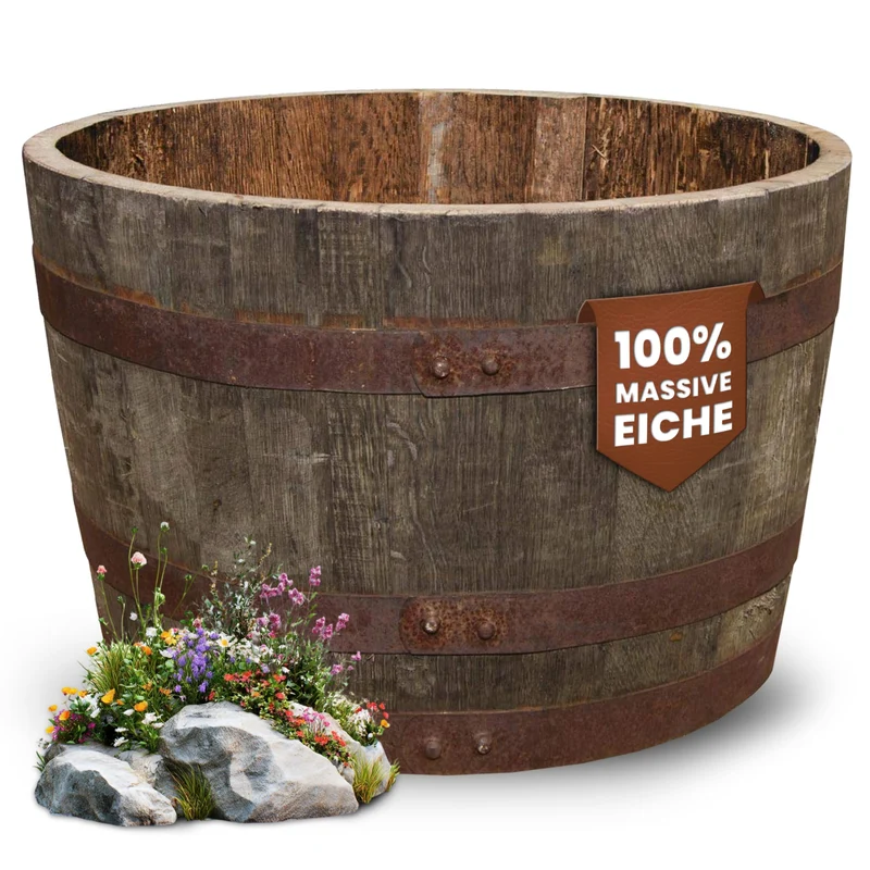 Temesso Halbes Whiskyfass aus Eiche, schottisch, natur unbehandelt