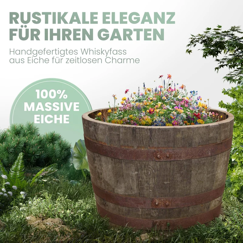 Temesso Halbes Whiskyfass aus Eiche, schottisch, natur unbehandelt