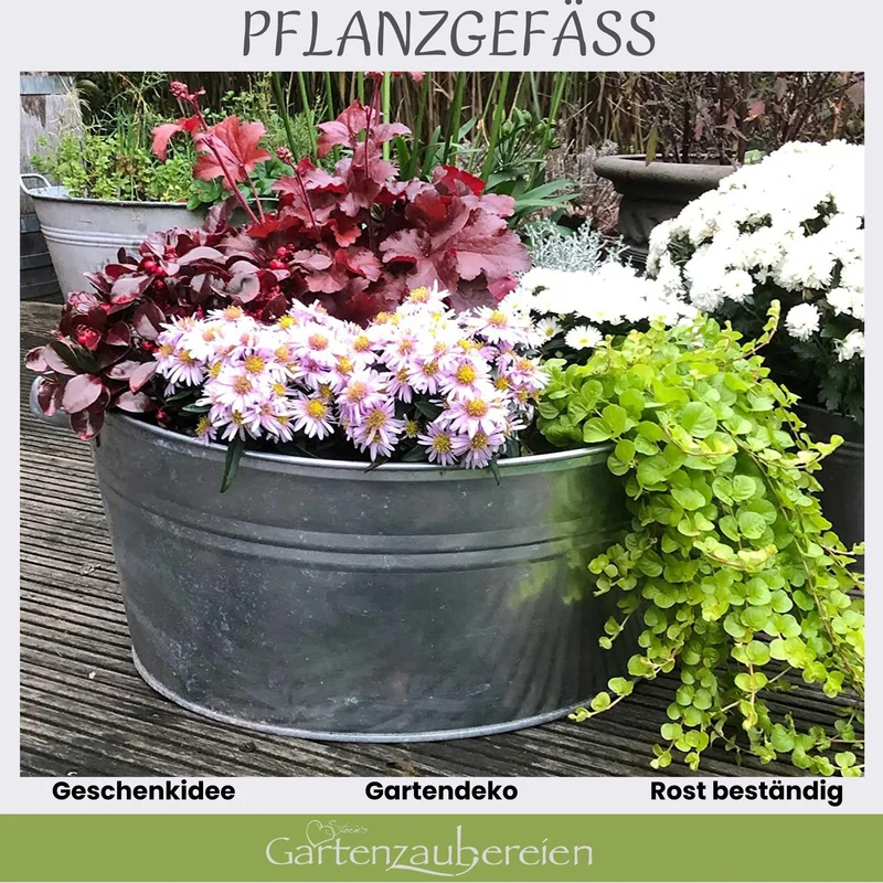 Storm's Gartenzaubereien Zinkwanne oval 40 Liter mit Griffen