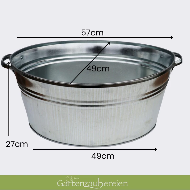 Storm's Gartenzaubereien Zinkwanne oval 40 Liter mit Griffen