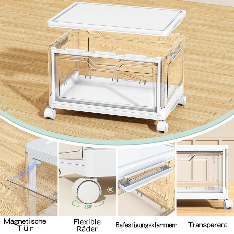 StowBin Aufbewahrungsbox mit Deckel, 4-stöckig, stapelbar, transparent