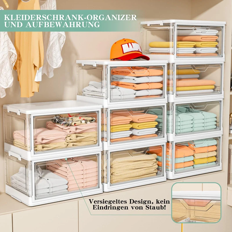 StowBin Aufbewahrungsbox mit Deckel, 4-stöckig, stapelbar, transparent