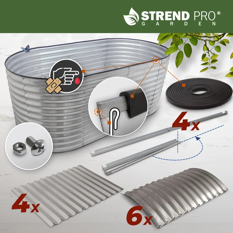STREND PRO Hochbeet Metall 200x100x80 cm aus verzinktem Stahl
