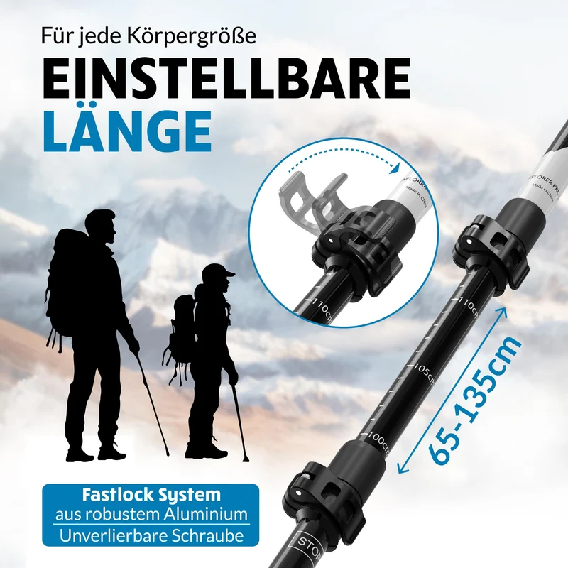 Terra Peak Wanderstöcke Teleskop Aluminium verstellbar mit Korkgriff