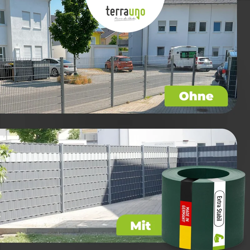 TerraUno Sichtschutzstreifen für Doppelstabmatten, Polypropylen, 26 m