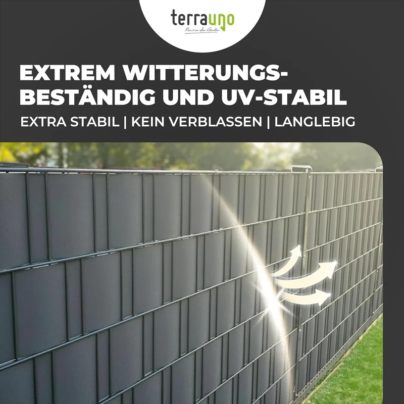 TerraUno Sichtschutzstreifen für Doppelstabmatten, Anthrazit, 10 Stück