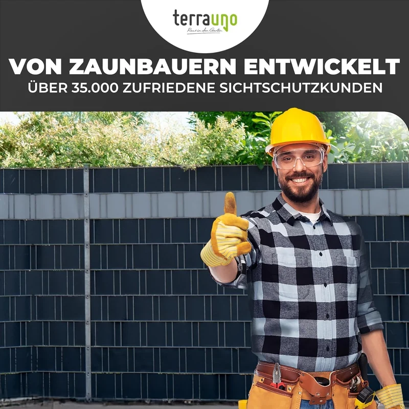 TerraUno Sichtschutzstreifen für Doppelstabmatten, Anthrazit, 10 Stück
