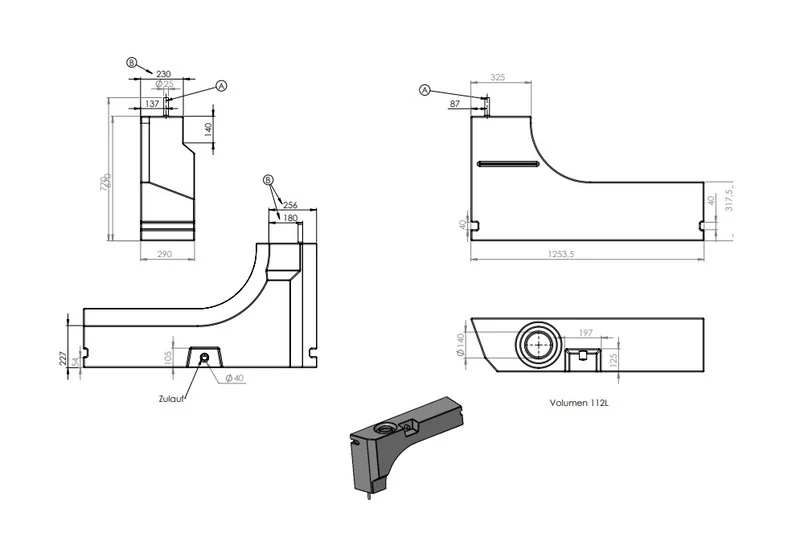 Wassertank / Tank / Wasserreservoir / Frischwasserbehälter / Wasserbehälter - Frischwassertank für Kastenwagen Fiat Ducato und Baugleiche ab 2018 - 112 l