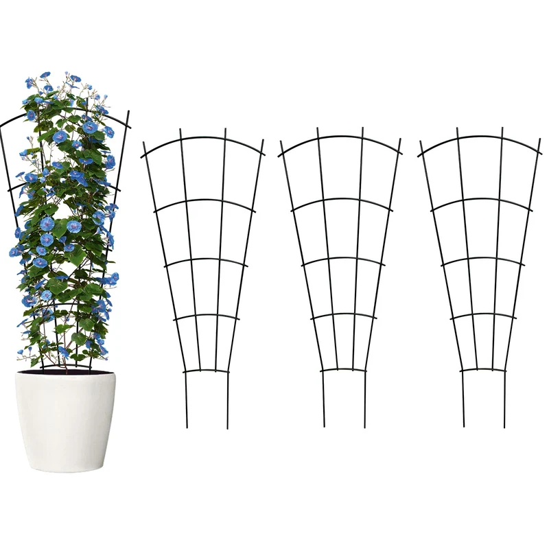 Thealyn Rankgitter Metall 4er Set 109 x 43 cm, Rankhilfe schwarz