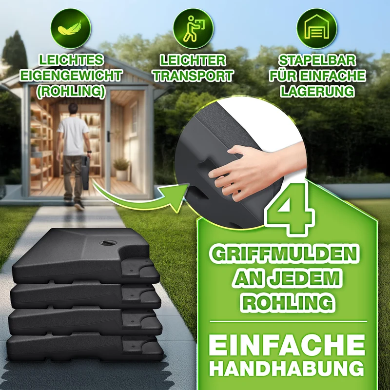 tillvex Sonnenschirmständer 90 Liter, 4-teilig, für Ampelschirme