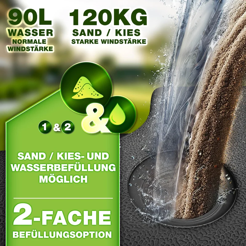 tillvex Sonnenschirmständer 90 Liter, 4-teilig, für Ampelschirme