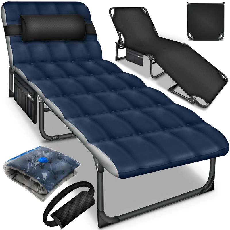 tillvex Campingbett klappbar mit Nackenkissen und Seitentasche