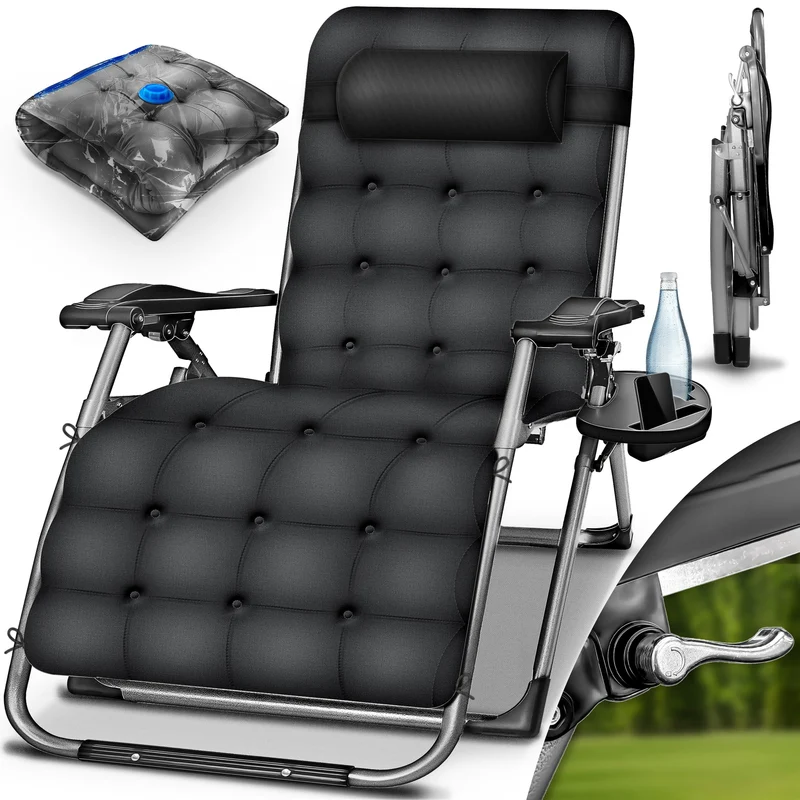 tillvex Liegestuhl klappbar, Sonnenliege bis 200 kg, Anthrazit