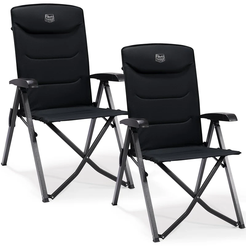 TIMBER RIDGE Campingstuhl 2er-Set, faltbarer Hochlehner bis 150 kg