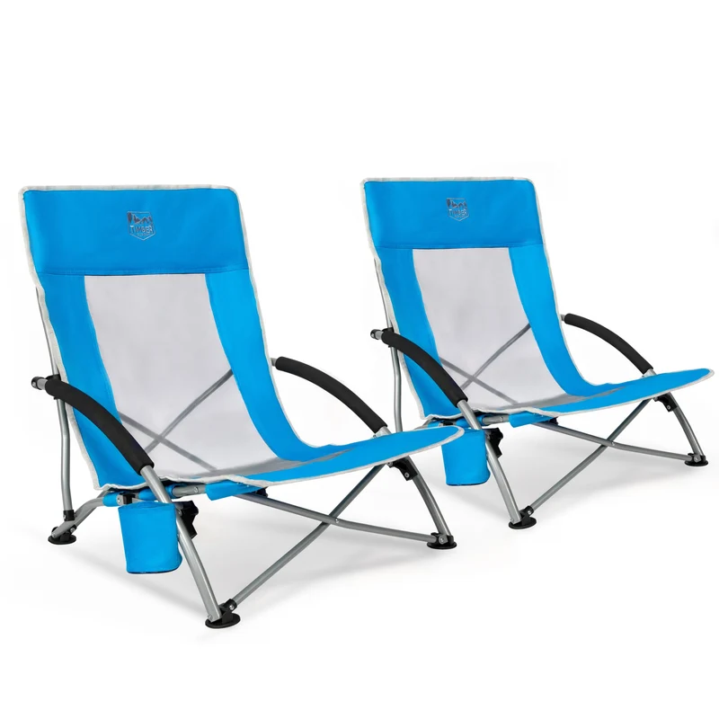 TIMBER RIDGE Strandstuhl klappbar 2er-Set mit Getränkehalter