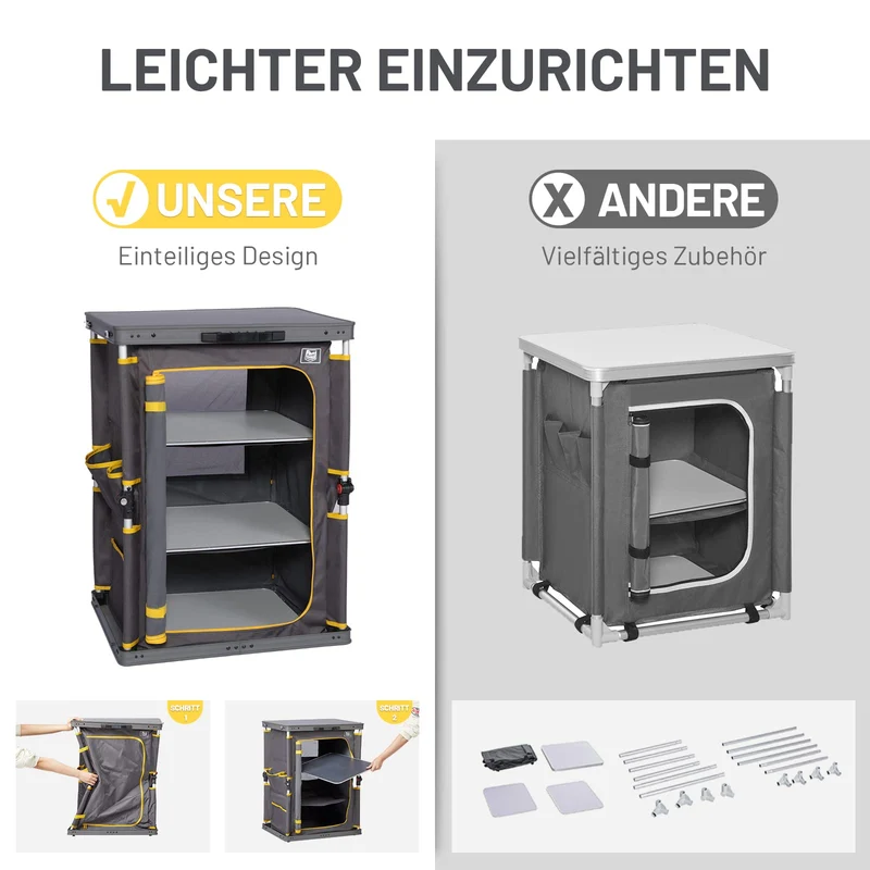 TIMBER RIDGE Campingschrank faltbar, Campingküche mit Tragetasche