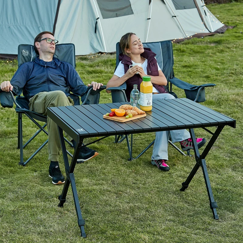 TIMBER RIDGE Campingtisch klappbar höhenverstellbar Aluminium schwarz