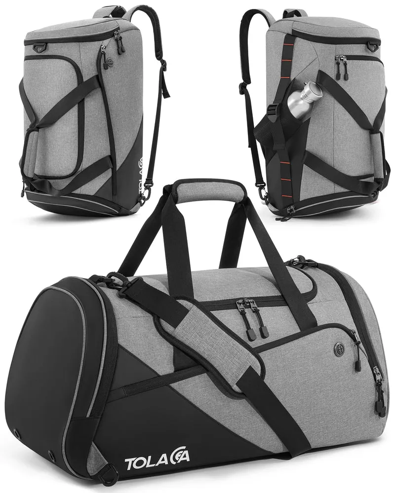 Tolaccea Sporttasche 47L mit Schuhfach und Nassfach, Grau