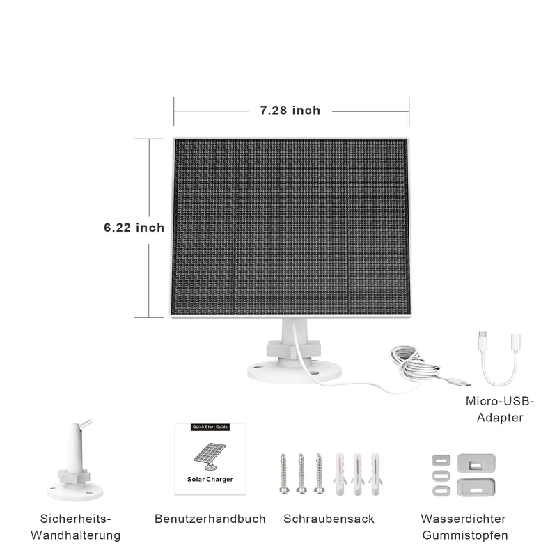 EverExceed Solarpanel für Eufy Kamera, 5W, USB-C, 3er-Pack