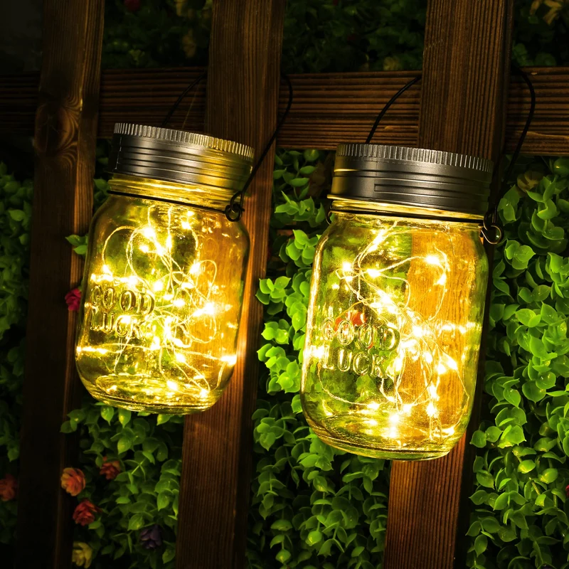 Solpex Solarlaterne Einmachglas mit 180 LED Lichterkette, 6er-Set