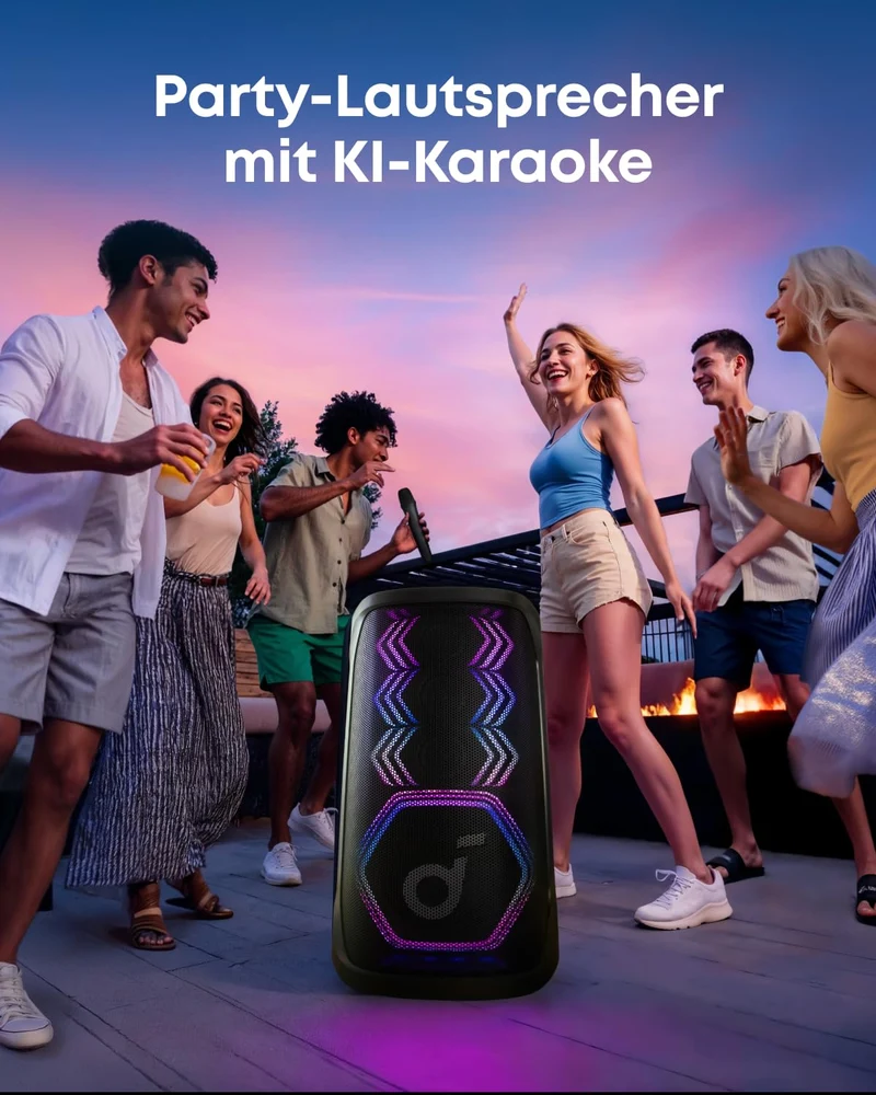 soundcore Rave 3S Party-Lautsprecher mit KI-Karaoke und 2 Mikros