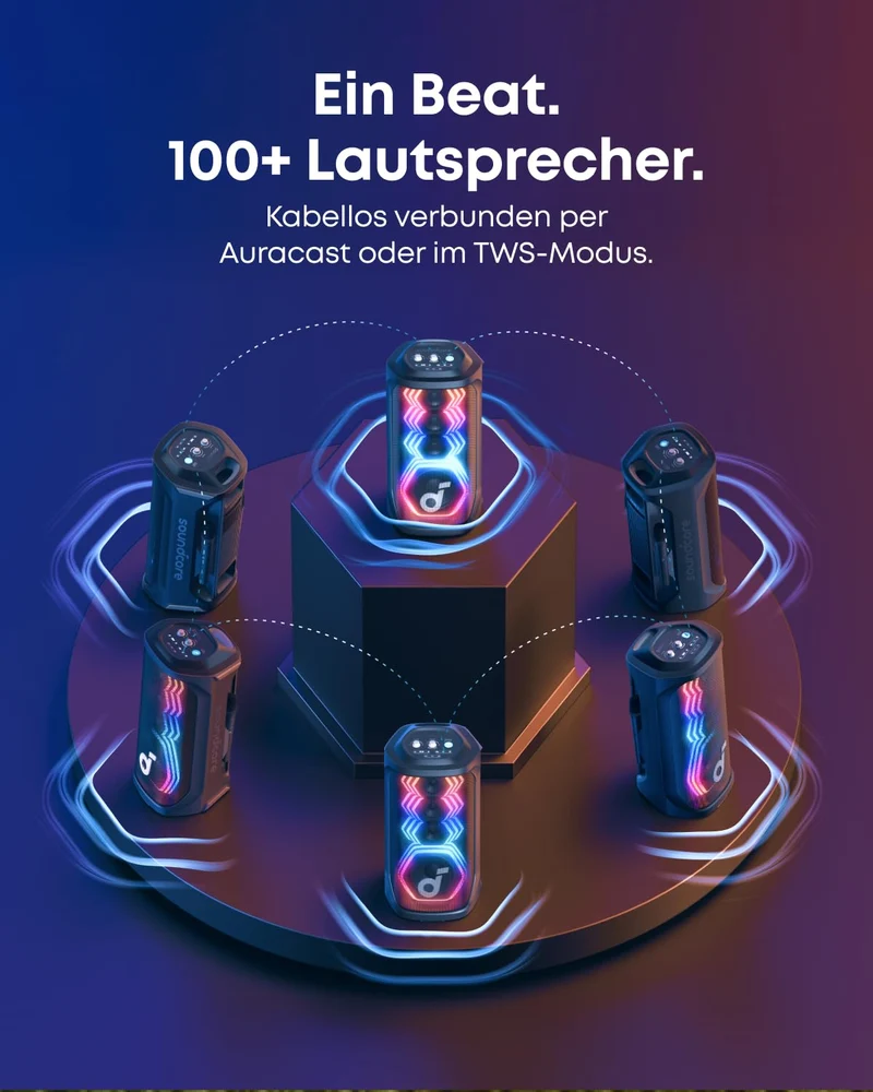 soundcore Rave 3S Party-Lautsprecher mit KI-Karaoke und 2 Mikros