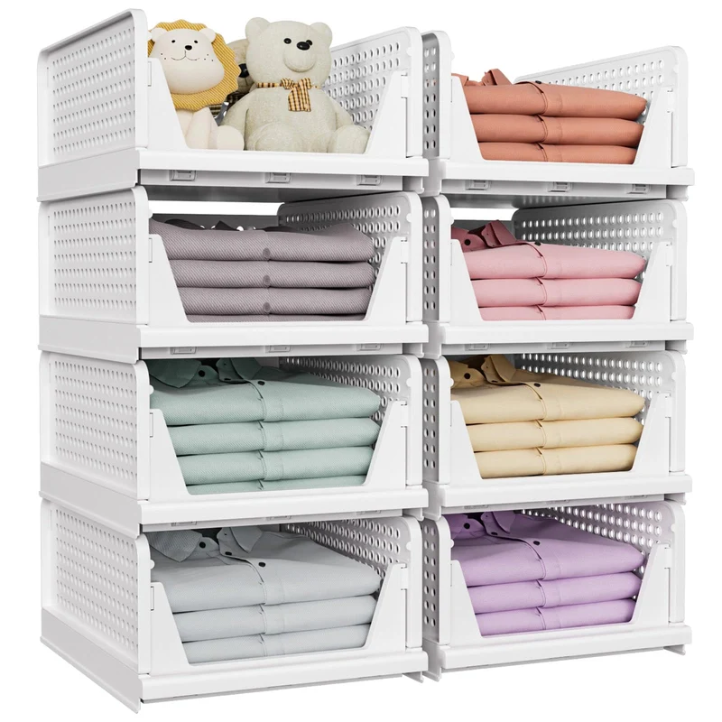 SNSLXH Schrank Organizer 8er Set, stapelbar & faltbar, weiss