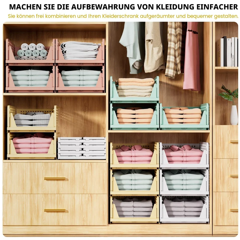 SNSLXH Schrank Organizer 8er Set, stapelbar & faltbar, weiss