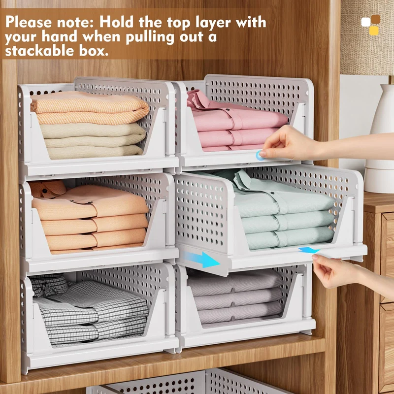 SNSLXH Schrank Organizer 8er Set, stapelbar & faltbar, weiss