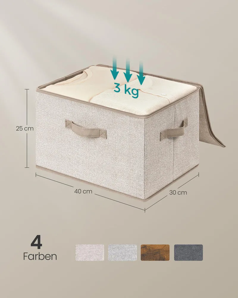 SONGMICS Aufbewahrungsbox mit Deckel, 6er Set, faltbar, sandbeige