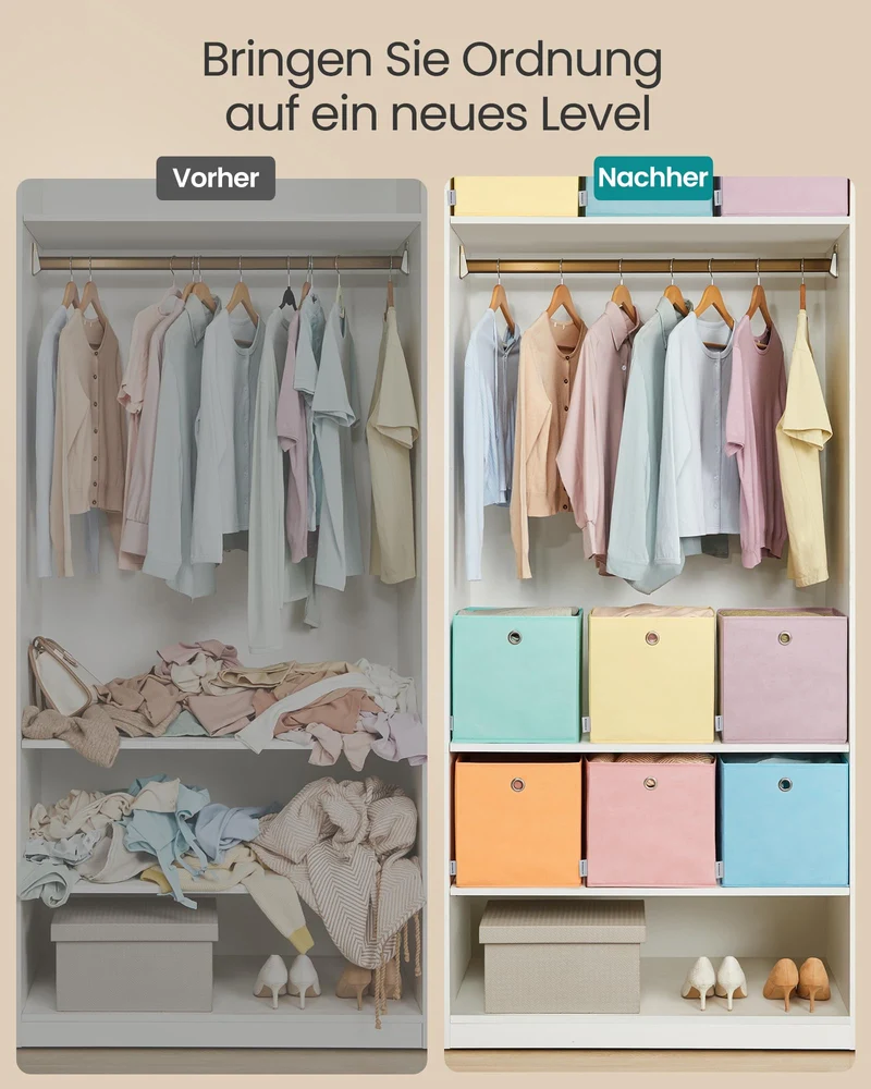 SONGMICS Aufbewahrungsbox 6er Set, faltbare Stoffbox 30x30x30 cm, bunt