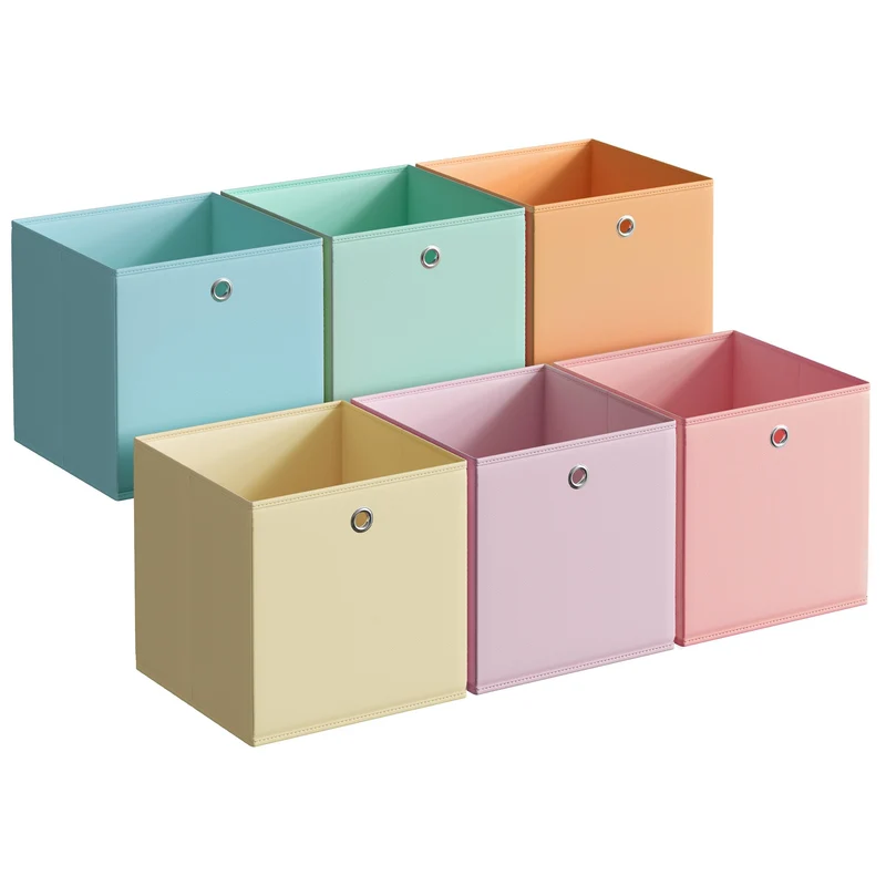 SONGMICS Aufbewahrungsbox 6er Set, Faltbox bunt, 33 x 33 x 33 cm