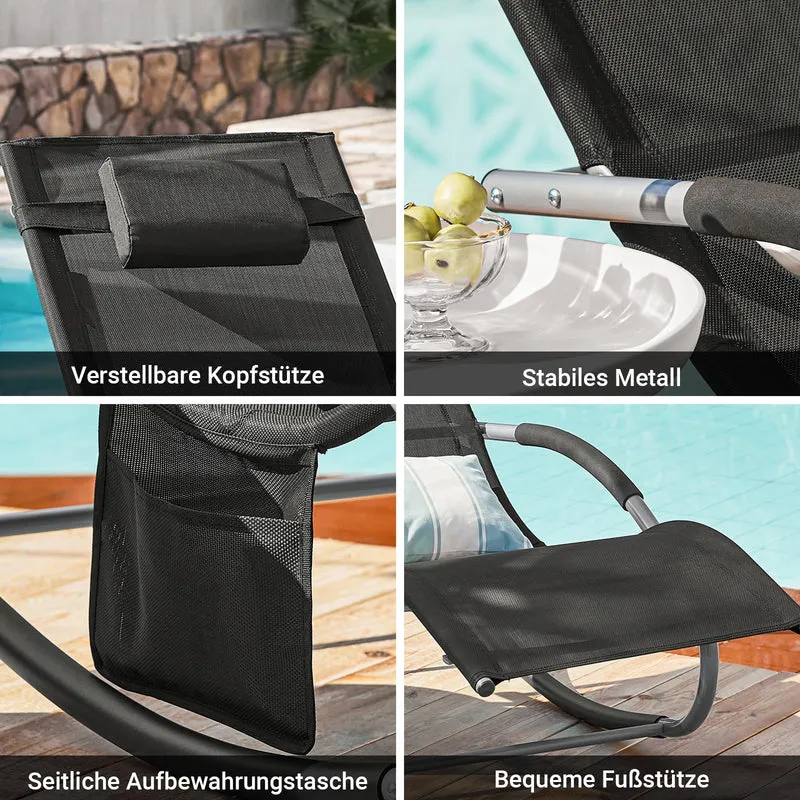 SoBuy Schaukelliege 2er-Set, wetterfest, mit Kopfkissen, schwarz
