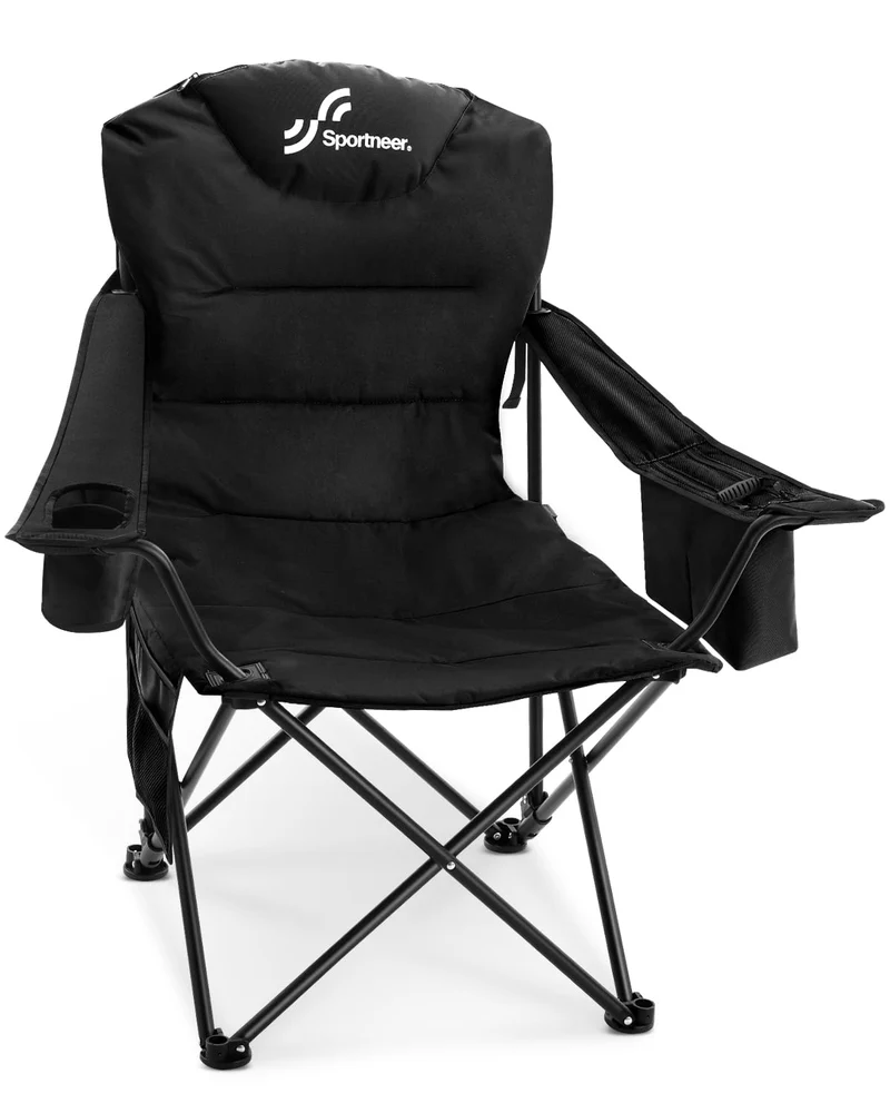 Sportneer Campingstuhl faltbar, Klappstuhl bis 160 kg, schwarz
