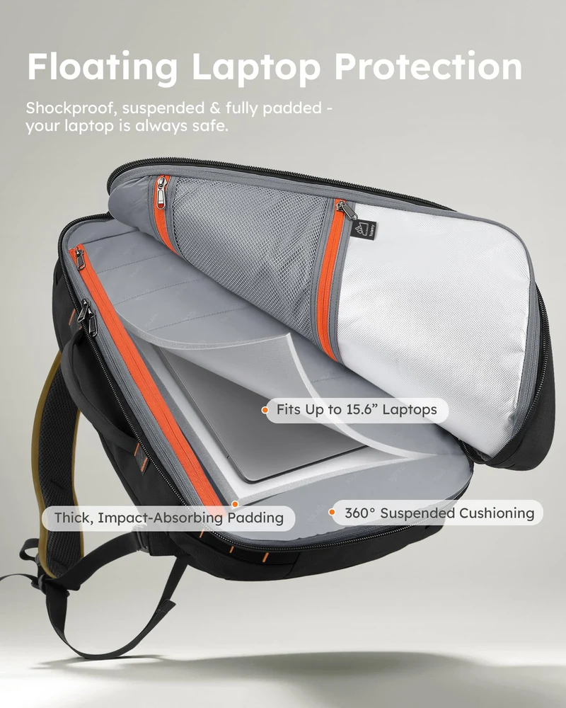 Tolaccea Reiserucksack Handgepäck 15,6 Zoll, erweiterbar 40–50 L