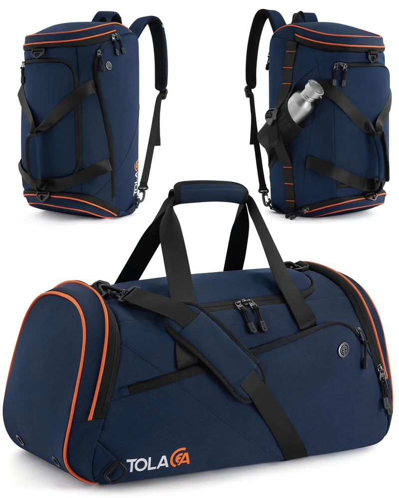 Tolaccea Sporttasche 47L mit Schuhfach und Nassfach, Dunkelblau