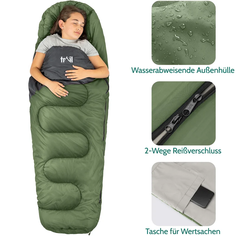 Trail Kinderschlafsack Overnight Adventure Mumienschlafsack Khaki