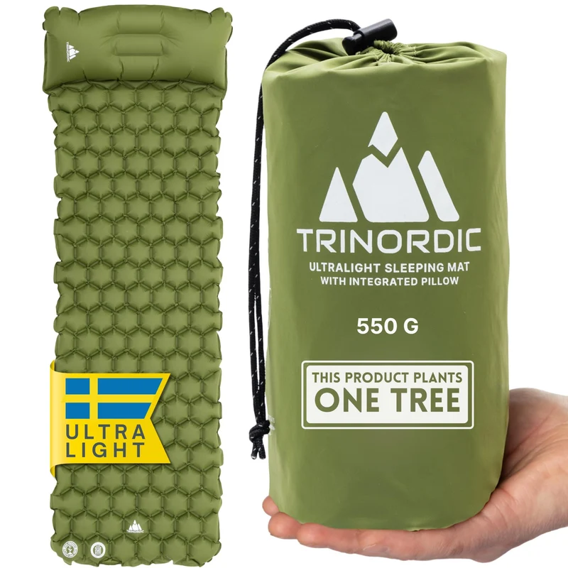 TRINORDIC Isomatte aufblasbar mit Kissen – ultraleicht 550 g