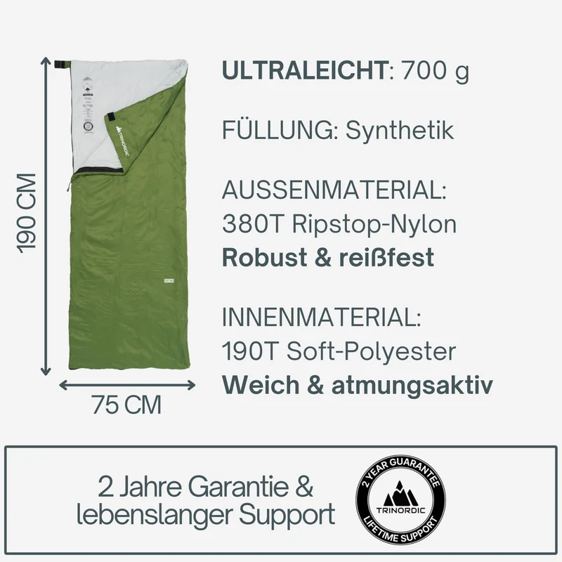Trinordic Deckenschlafsack 700 g – ultraleichter Sommerschlafsack