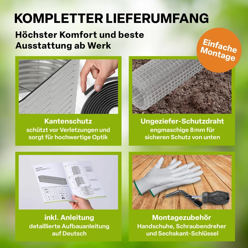 TTL GARDEN Spirit M Metall-Hochbeet 160x80x80 cm silber oval