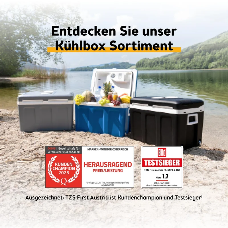 TZS First Austria Kühlbox 45L thermoelektrisch, 12V/230V, schwarz