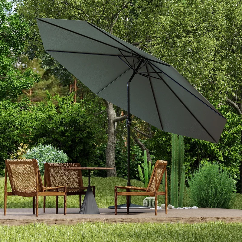 UISEBRT Sonnenschirm 300 cm Alu neigbar mit Handkurbel, dunkelgrau