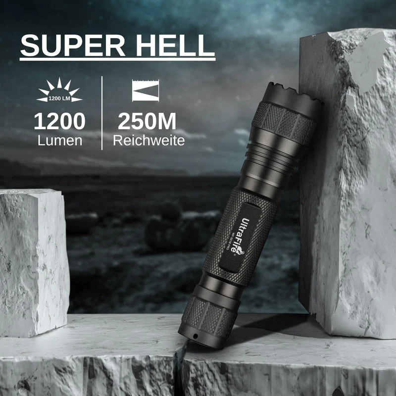 UltraFire WF-501B PRO Taktische Taschenlampe 1200 Lumen mit Holster